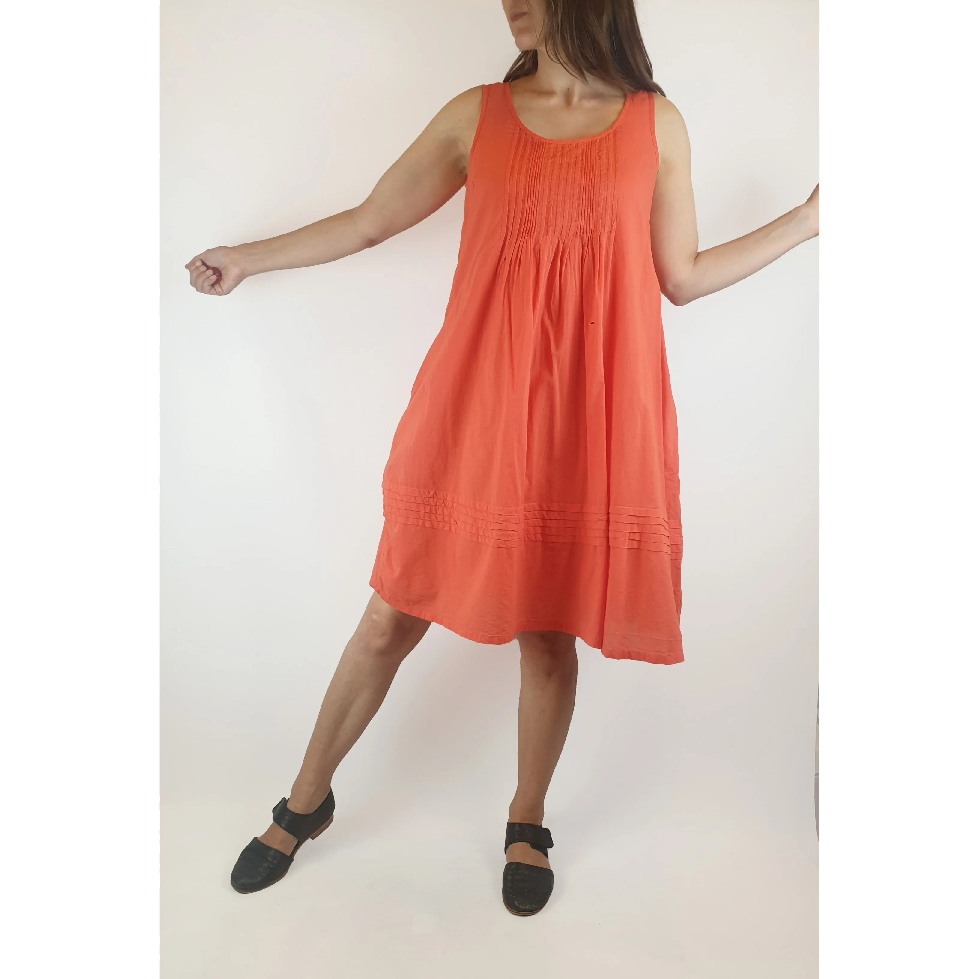 Foil second hand coral pink sleeveless cotton dress size 8