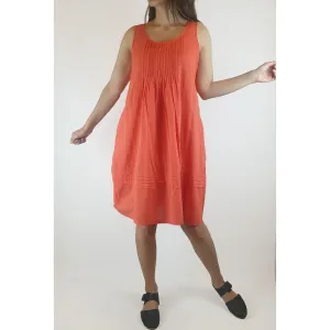Foil second hand coral pink sleeveless cotton dress size 8