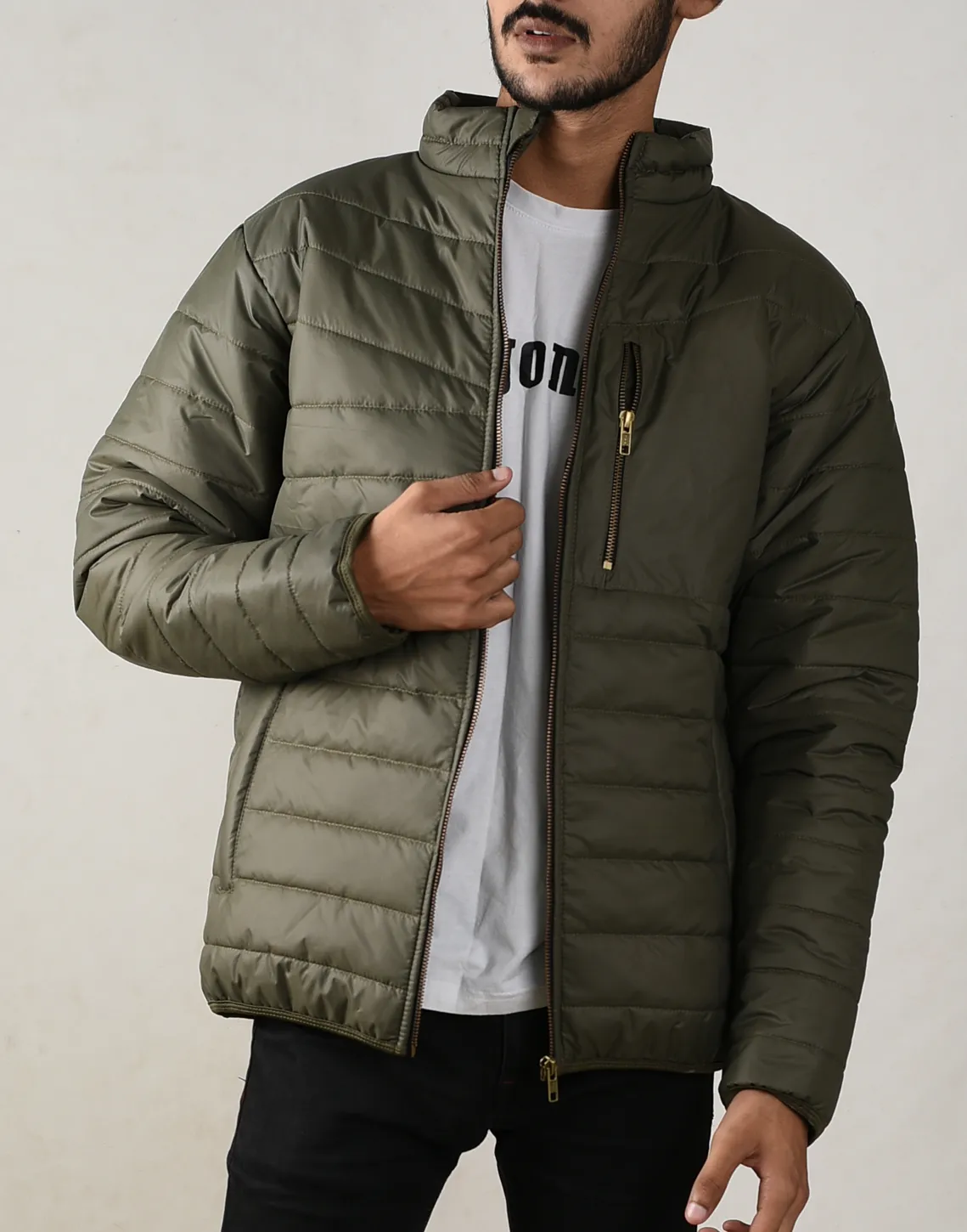 Forest Olive Zipper Full Sleeves