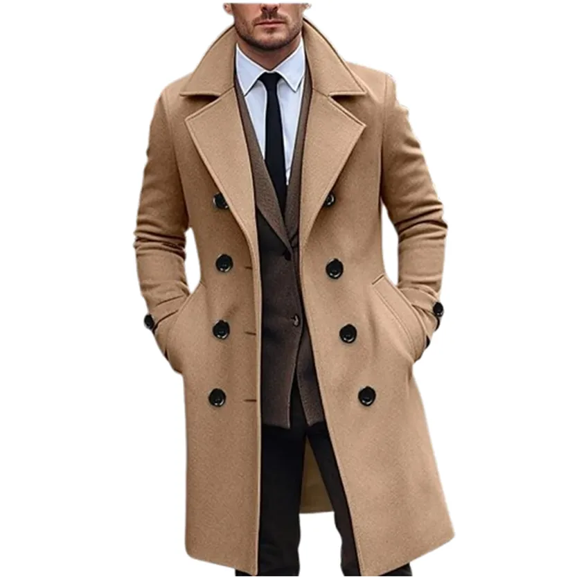 Funki Buys | Jackets | Men's Large Button Business Overcoat