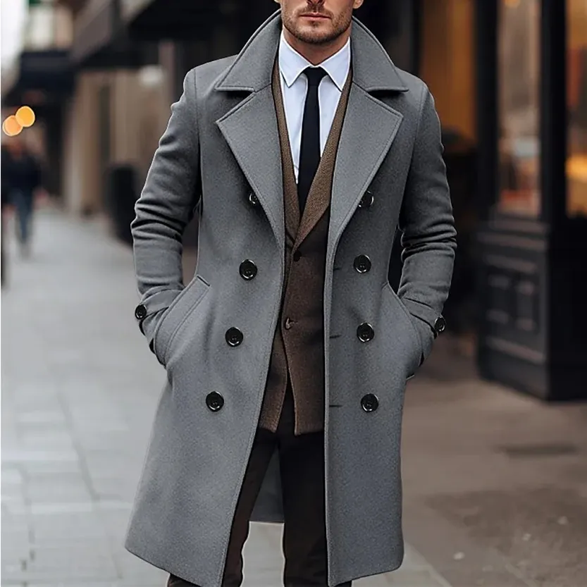 Funki Buys | Jackets | Men's Large Button Business Overcoat