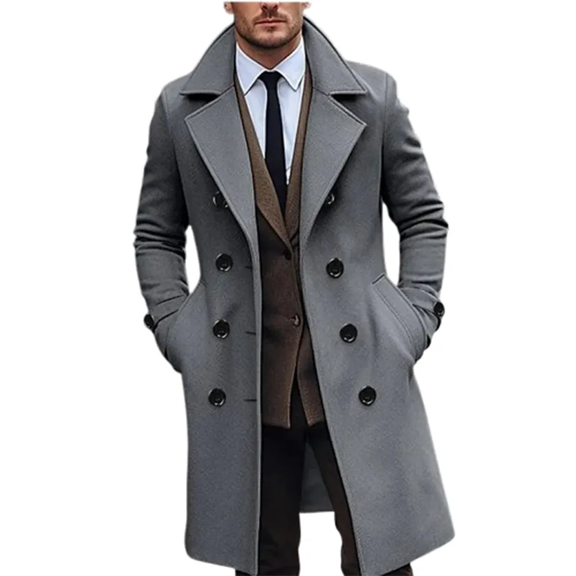 Funki Buys | Jackets | Men's Large Button Business Overcoat