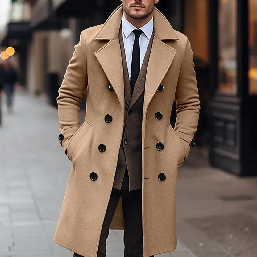 Funki Buys | Jackets | Men's Large Button Business Overcoat