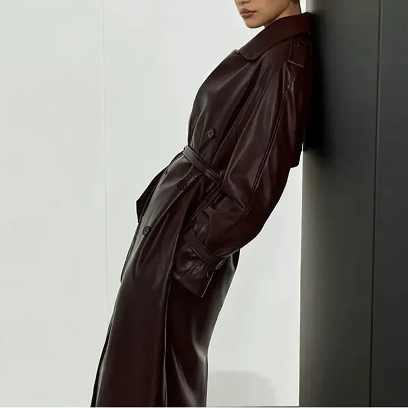 Funki Buys | Jackets | Women's Extra Long Faux Leather Coat