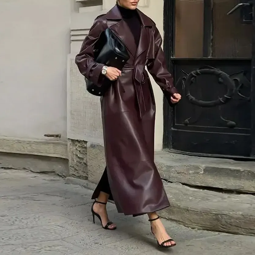 Funki Buys | Jackets | Women's Extra Long Faux Leather Coat