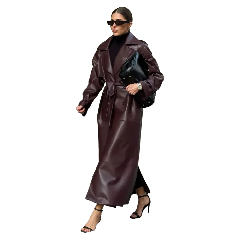 Funki Buys | Jackets | Women's Extra Long Faux Leather Coat