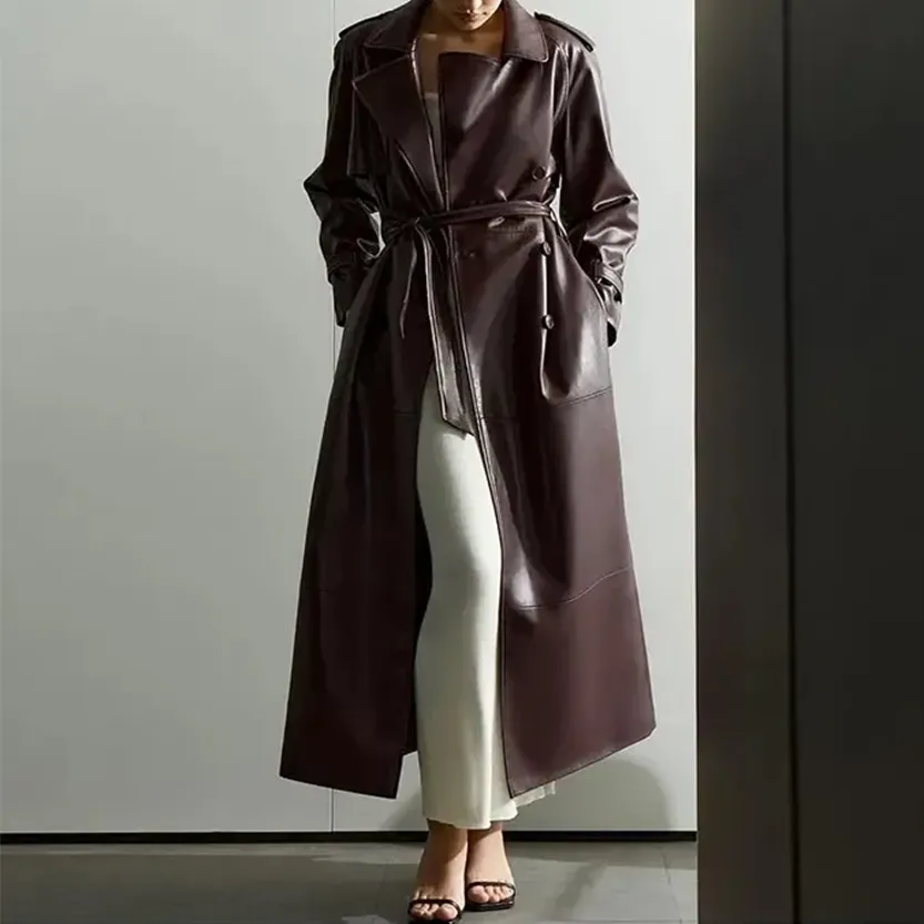 Funki Buys | Jackets | Women's Extra Long Faux Leather Coat