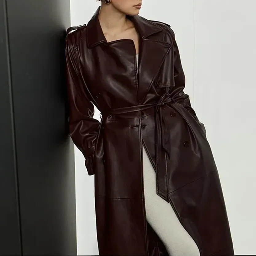 Funki Buys | Jackets | Women's Extra Long Faux Leather Coat