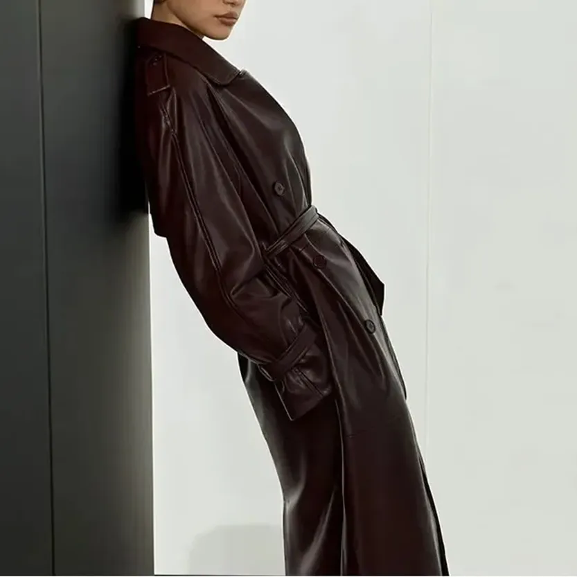 Funki Buys | Jackets | Women's Extra Long Faux Leather Coat