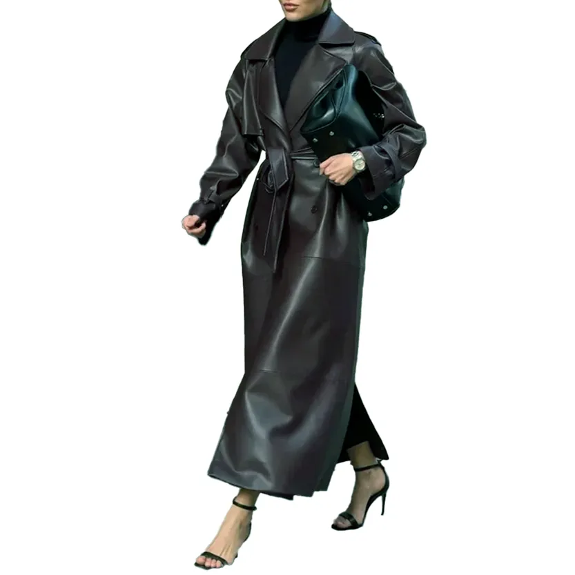 Funki Buys | Jackets | Women's Extra Long Faux Leather Coat