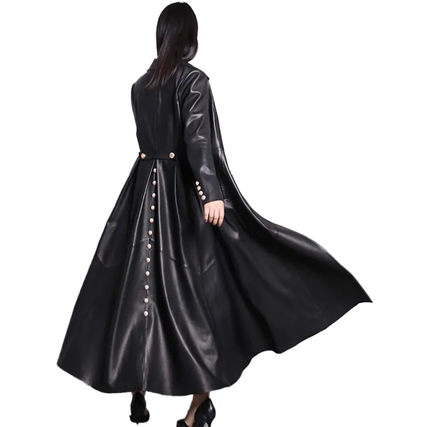 Funki Buys | Jackets | Women's Long Faux Leather Swing Coat