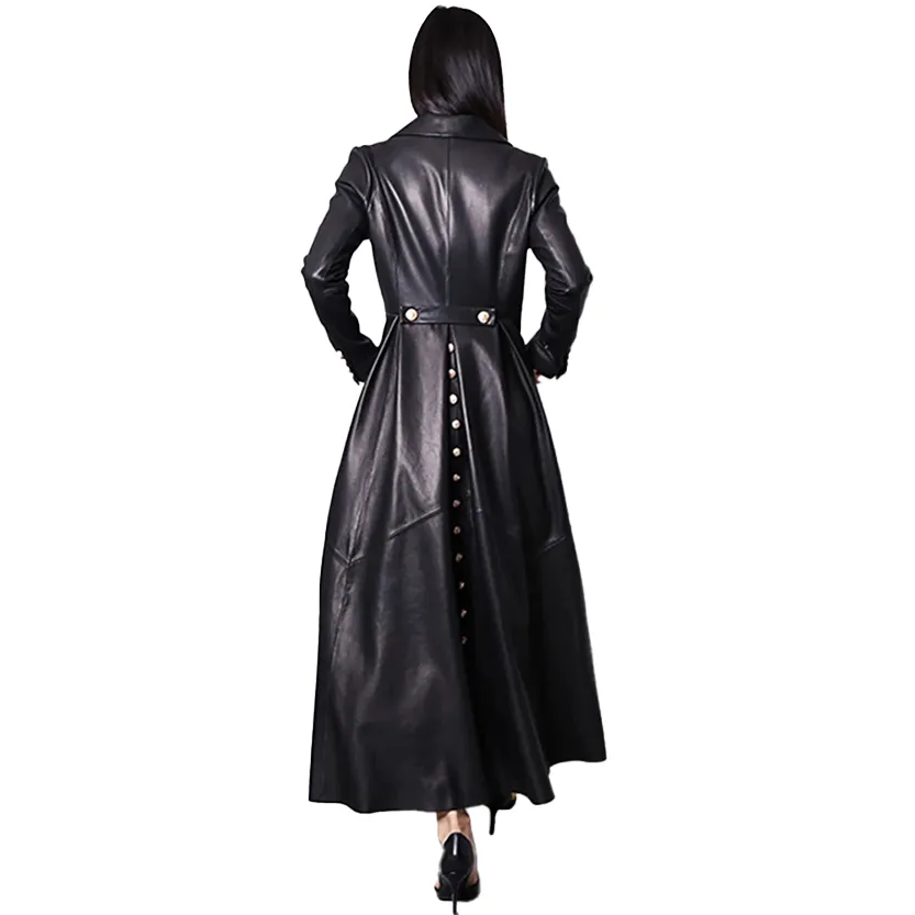 Funki Buys | Jackets | Women's Long Faux Leather Swing Coat