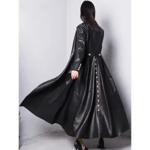 Funki Buys | Jackets | Women's Long Faux Leather Swing Coat