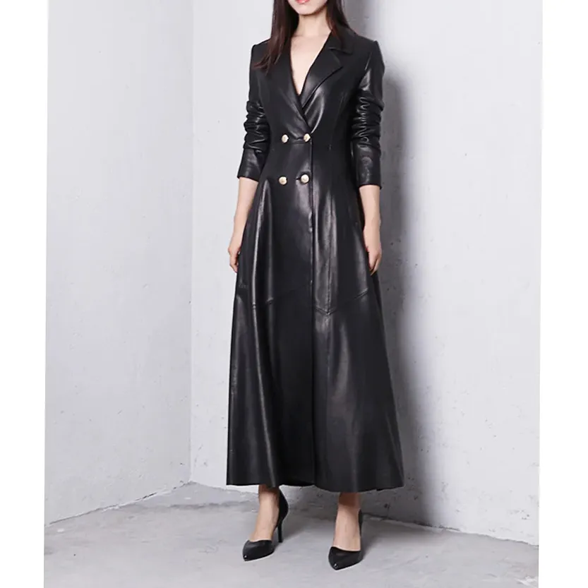 Funki Buys | Jackets | Women's Long Faux Leather Swing Coat