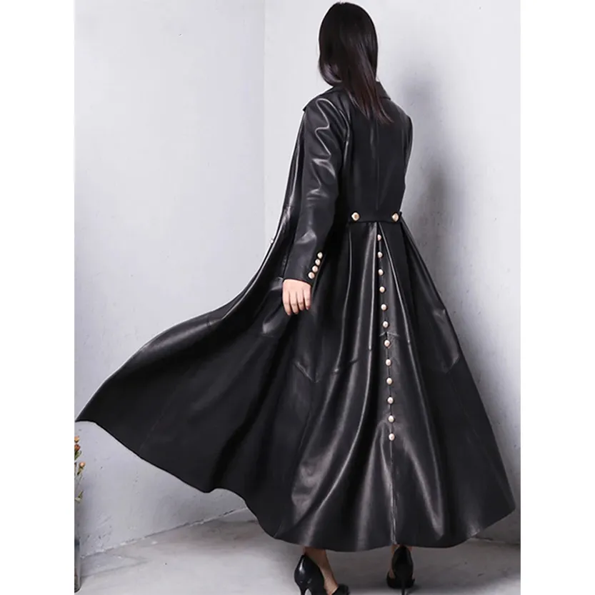 Funki Buys | Jackets | Women's Long Faux Leather Swing Coat