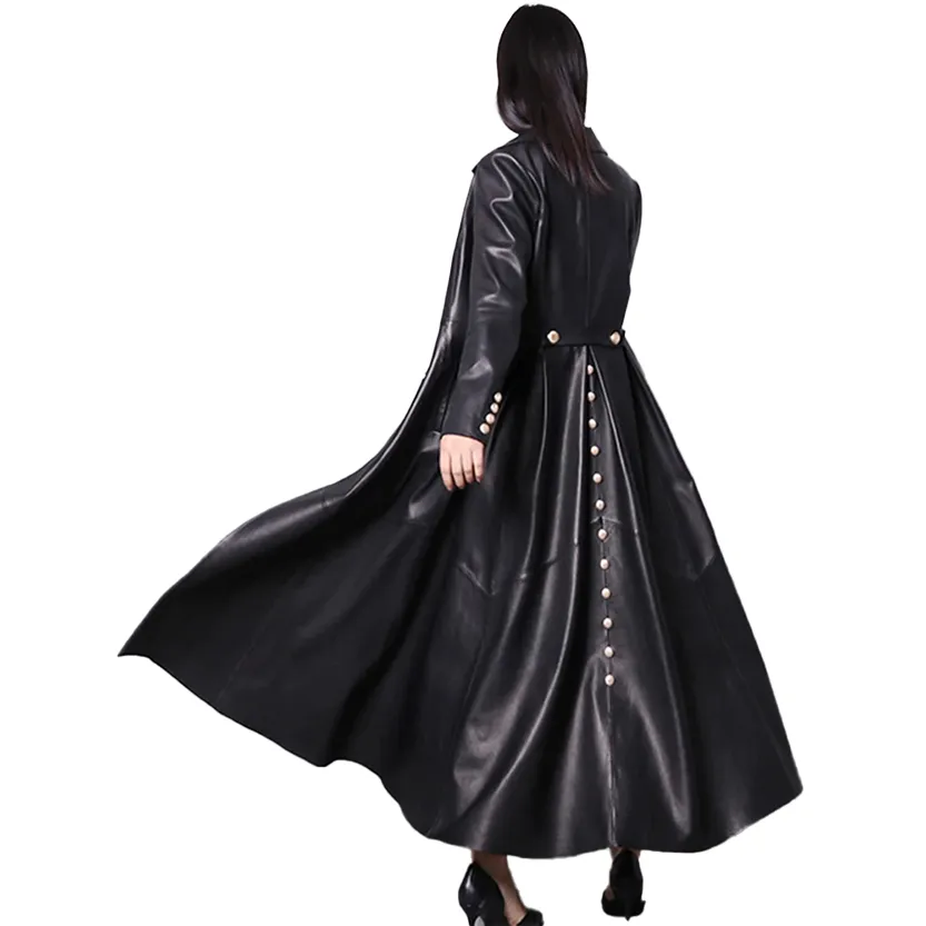 Funki Buys | Jackets | Women's Long Faux Leather Swing Coat