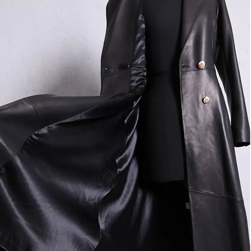 Funki Buys | Jackets | Women's Long Faux Leather Swing Coat