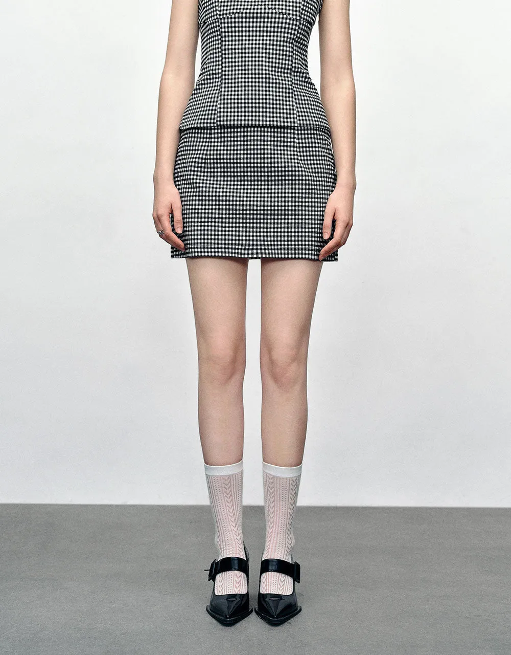 Gingham Mini A-Line Skirt