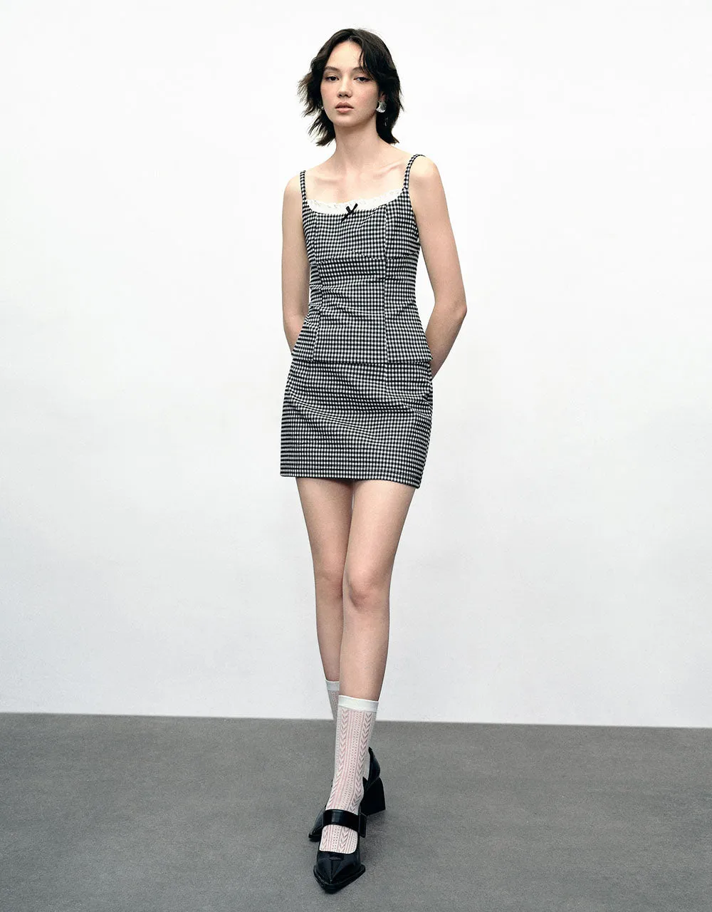 Gingham Mini A-Line Skirt