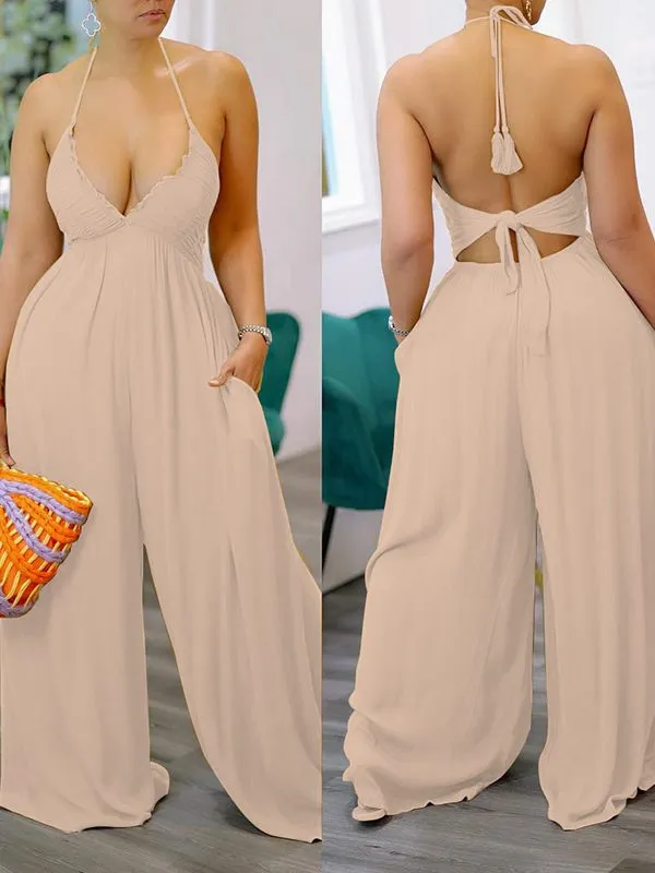 Gorgeousladie Halter Wide-Leg Jumpsuit