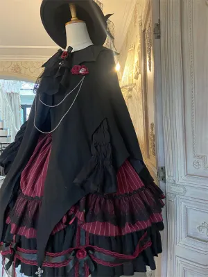 Gothic Lolita Dresses Rose Ruffles Black Black