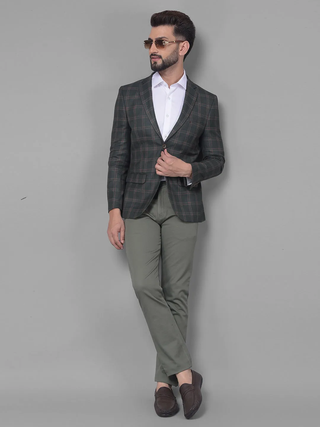 Green Checked Blazer