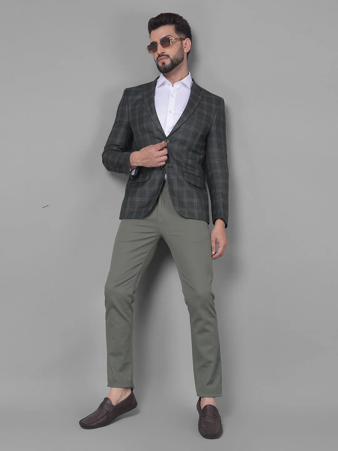 Green Checked Blazer