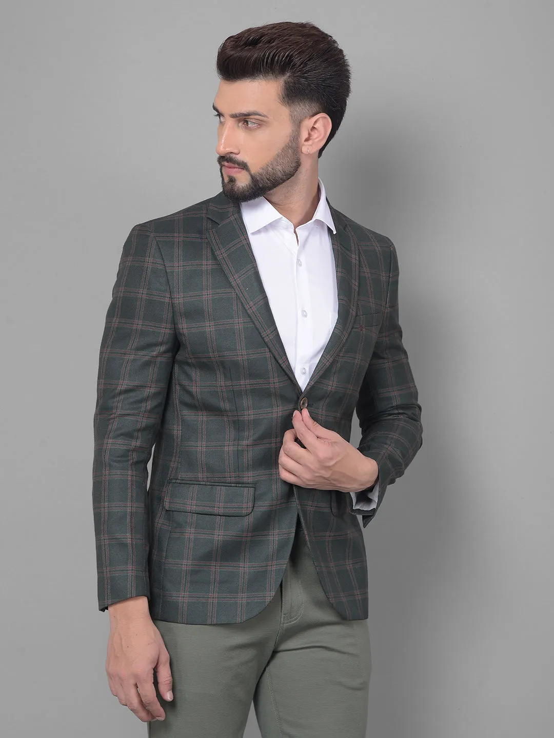 Green Checked Blazer