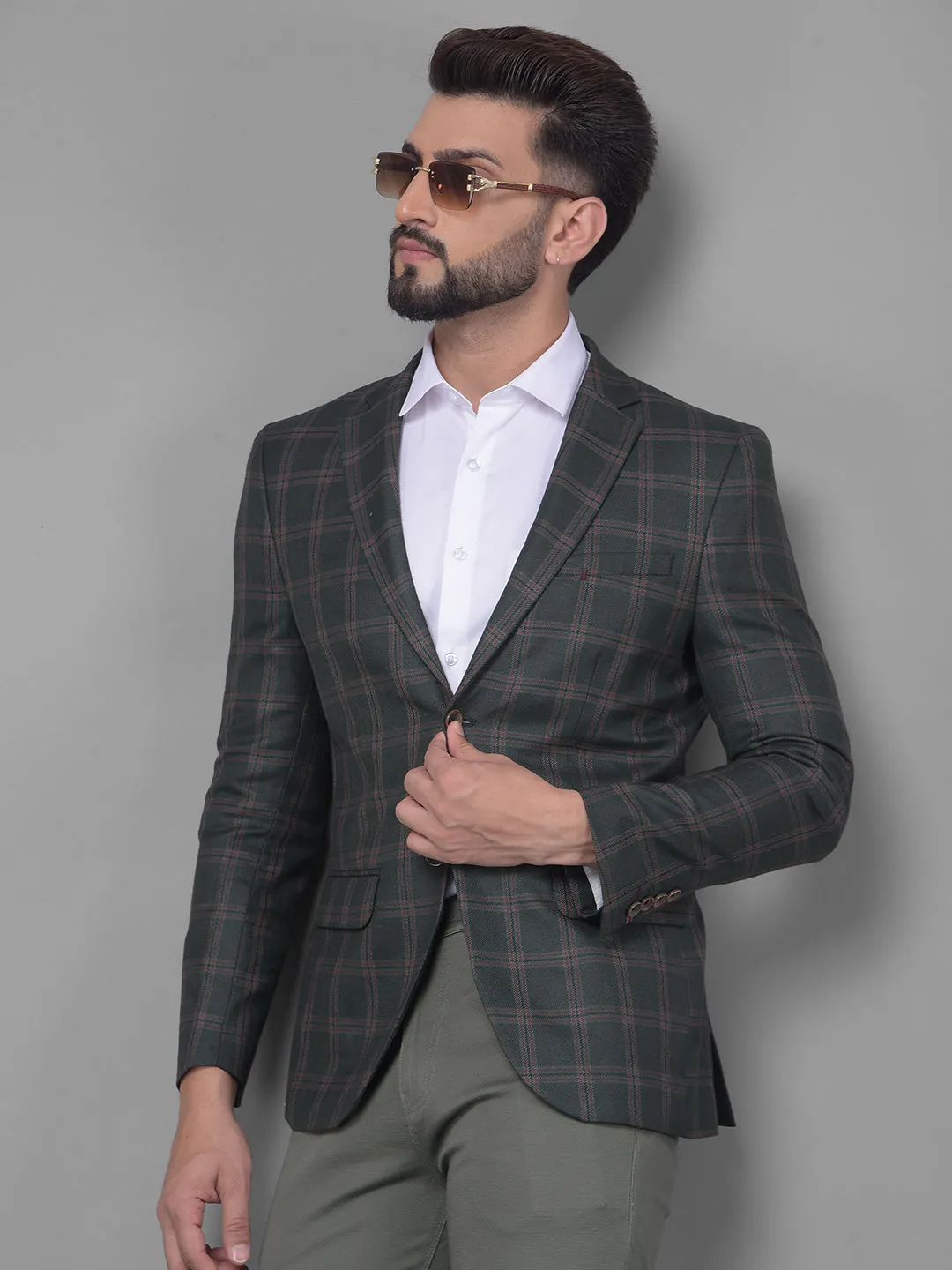 Green Checked Blazer