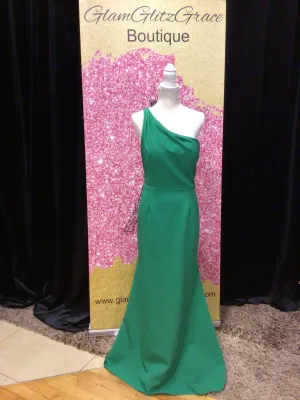Green One Shoulder Backless Dress