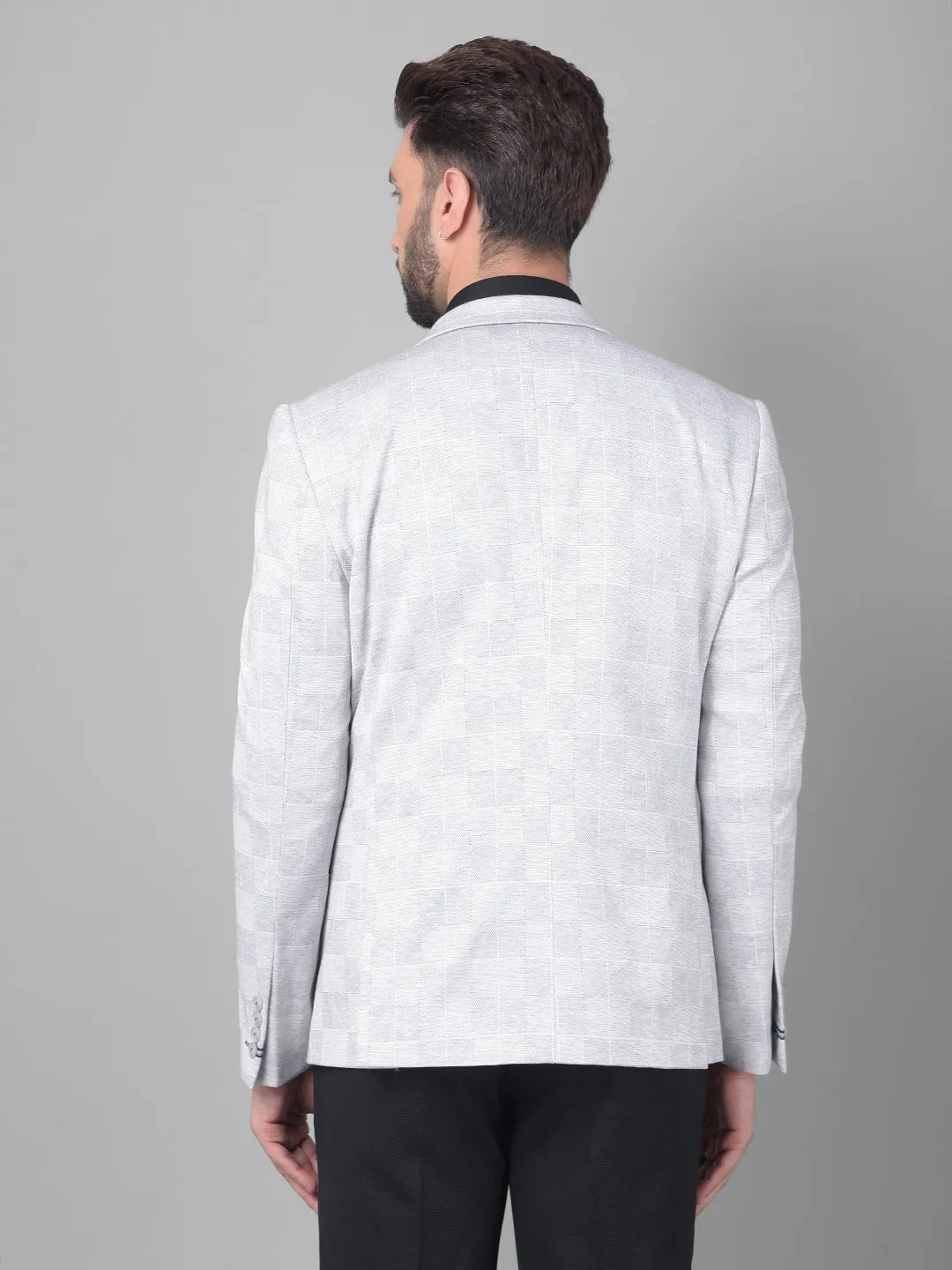 Grey Checked Single Breasted Blazer