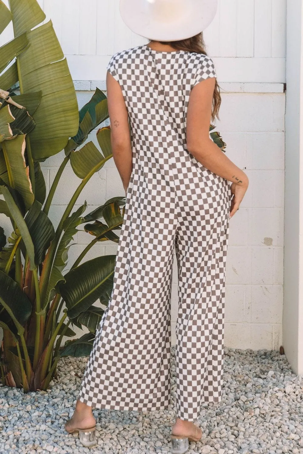 GYPSY - Checkered Print Wide Leg Jumpsuit