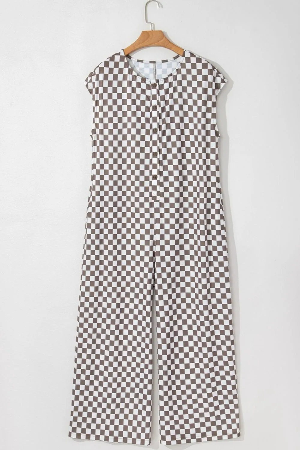 GYPSY - Checkered Print Wide Leg Jumpsuit
