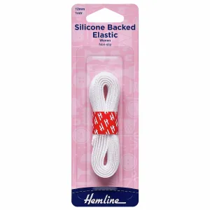 Hemline Silicone Backed Elastic - 12mm - White