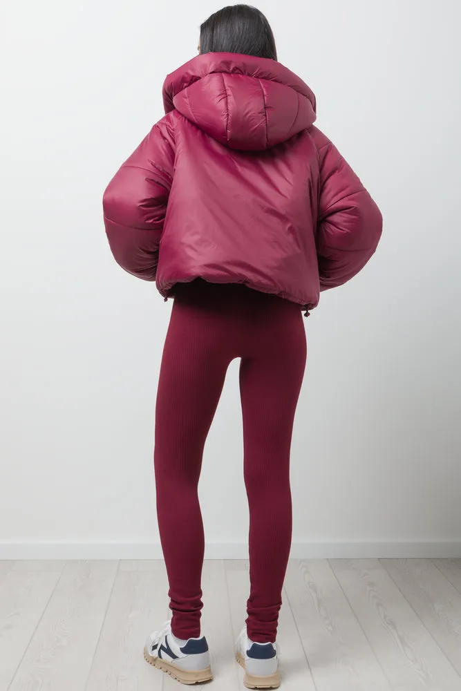 Hooded Puffer Jacket Burgundy