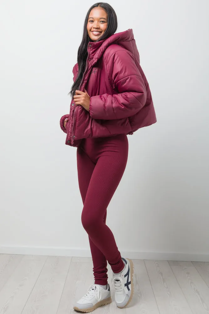Hooded Puffer Jacket Burgundy