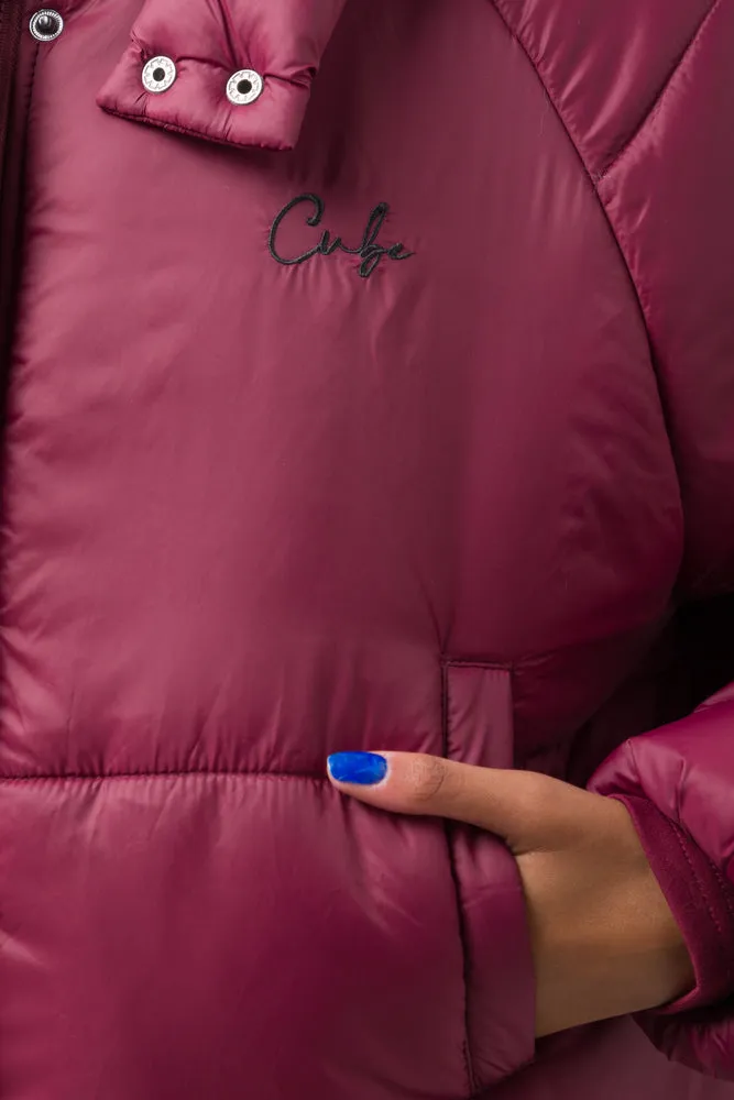 Hooded Puffer Jacket Burgundy