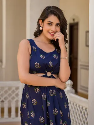 Indigo Cut-Out Midi Dress
