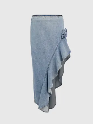 Irregular Hem Denim Skirts