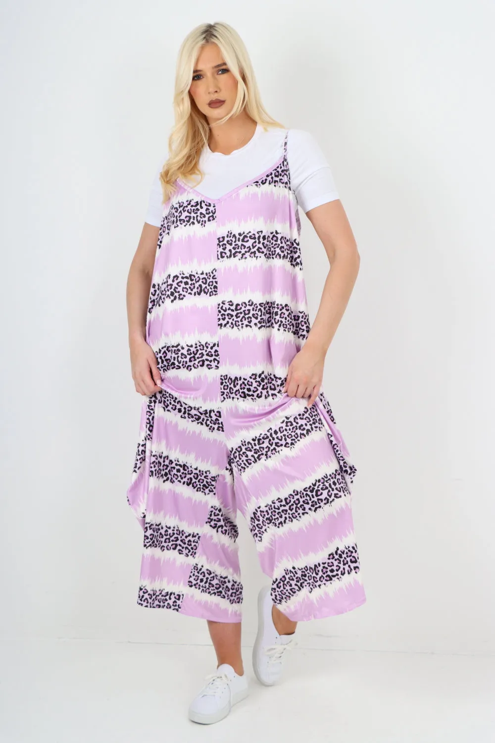 italian animal print deep v neck jumpsuit