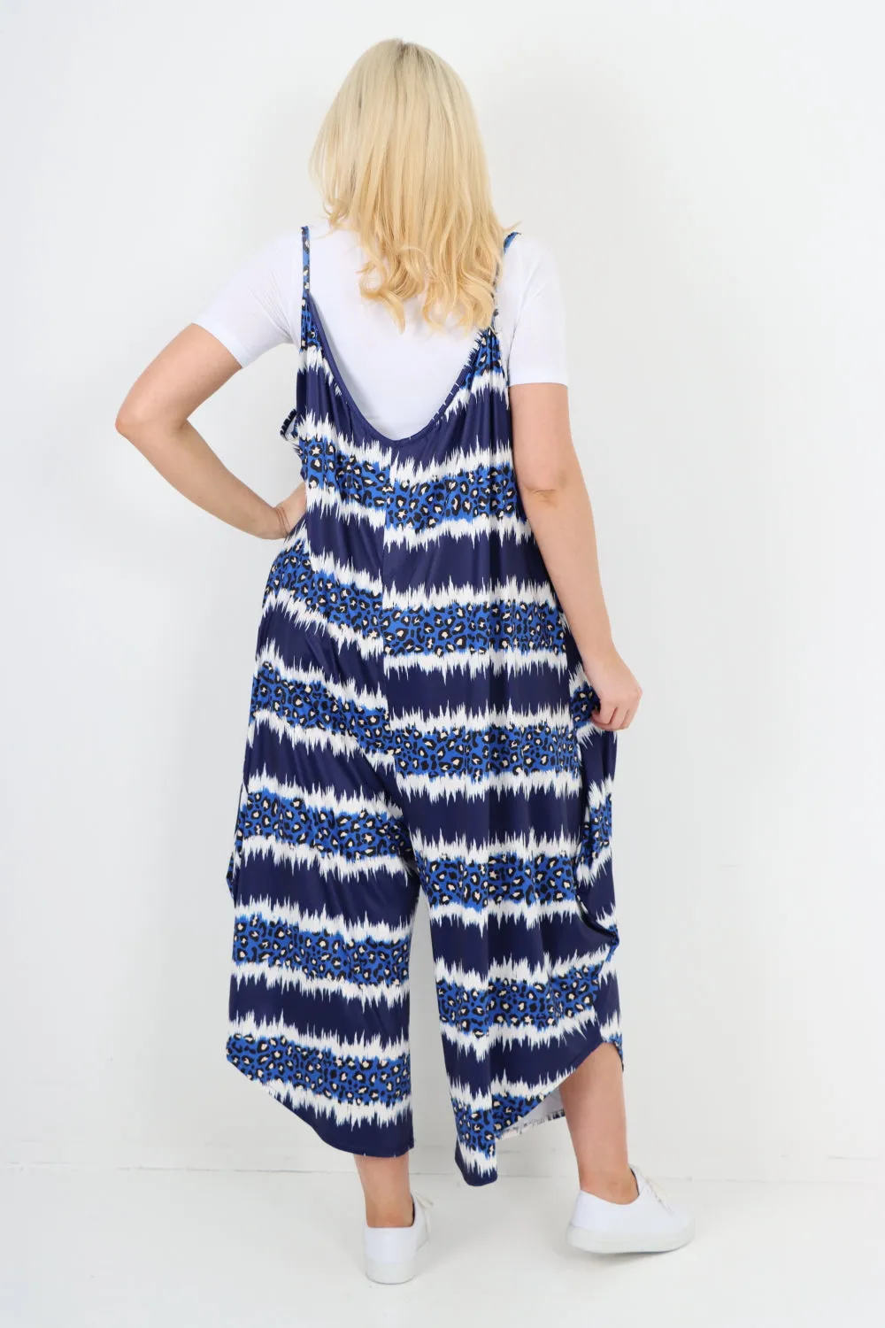 italian animal print deep v neck jumpsuit