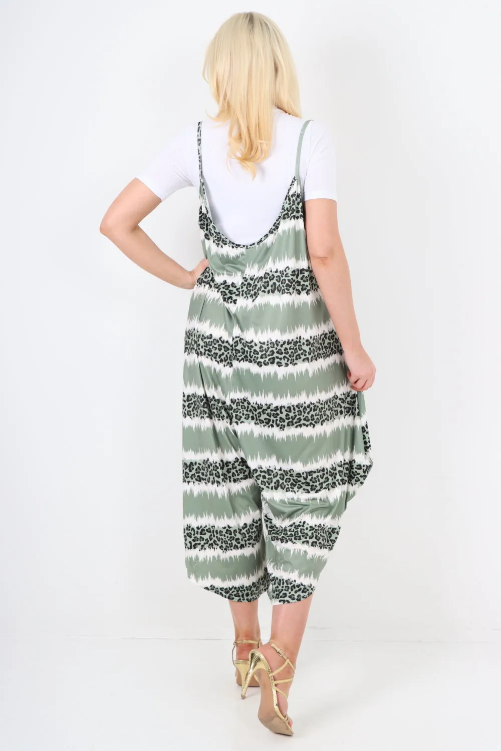italian animal print deep v neck jumpsuit