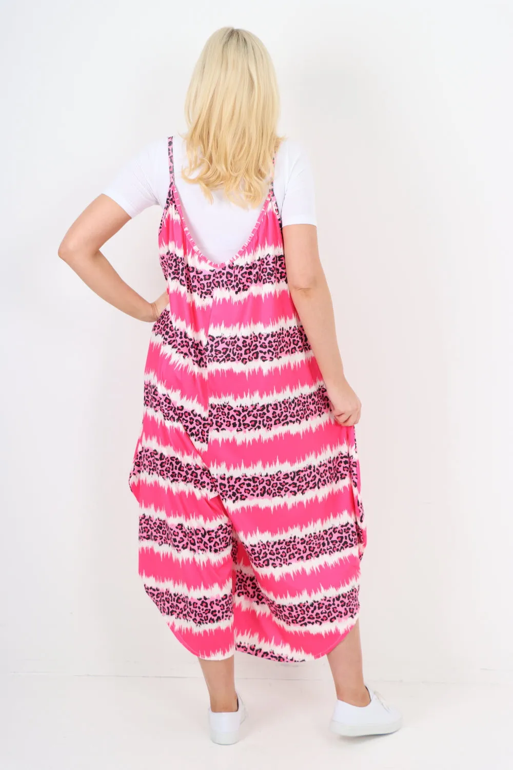 italian animal print deep v neck jumpsuit