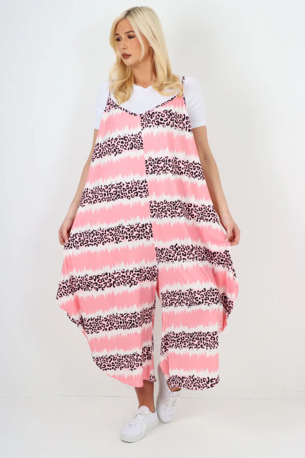 italian animal print deep v neck jumpsuit