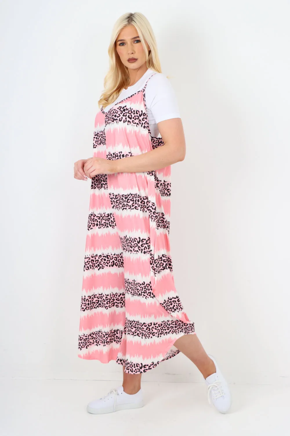 italian animal print deep v neck jumpsuit
