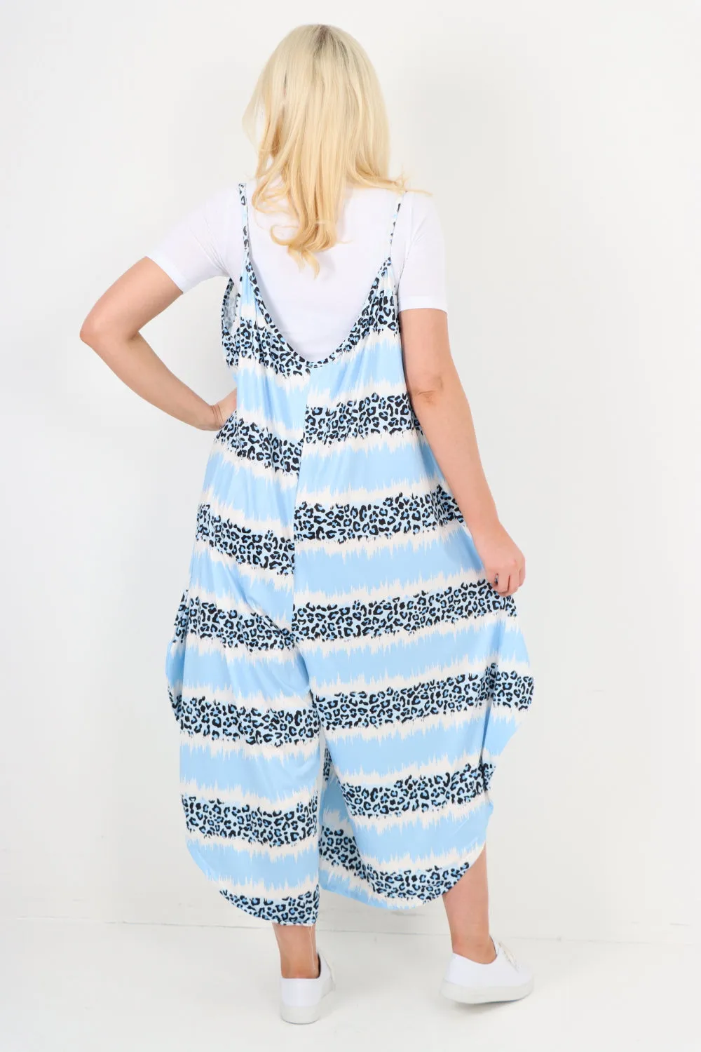 italian animal print deep v neck jumpsuit