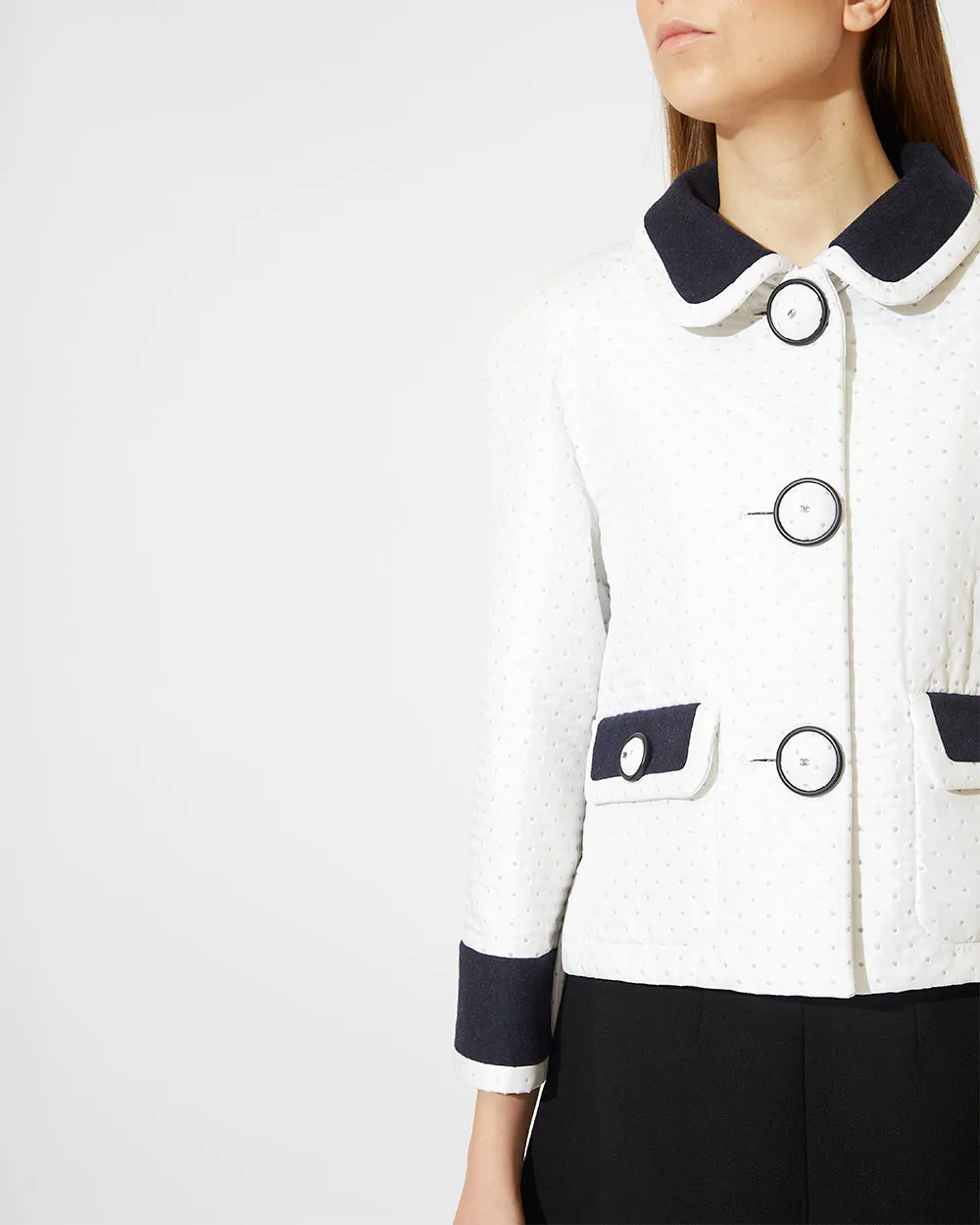 Jacket in white and dark blue