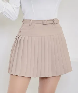 J.Jane Belt Pleated Skirt (Beige)