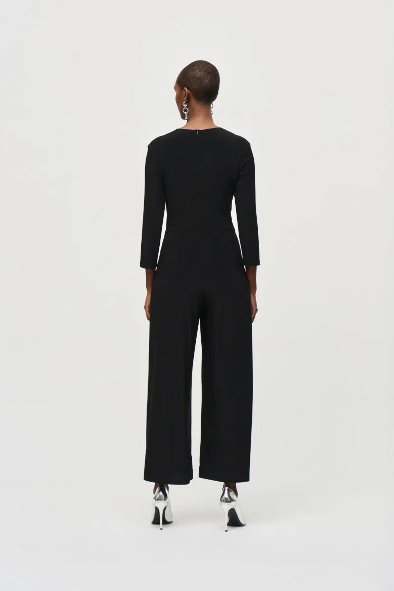 Joseph Ribkoff Wrap Front 3/4 Sleeve Wide-Leg Jumpsuit 243079