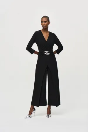 Joseph Ribkoff Wrap Front 3/4 Sleeve Wide-Leg Jumpsuit 243079